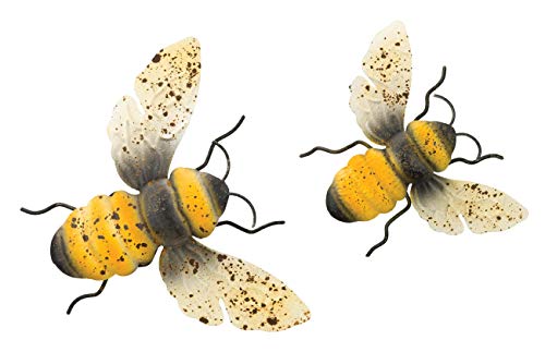Regal Art & Gift Blue Bee Home Wall Decor Set of 2 - Metal Sculpture, 3 Dimensional Home Accent, Multicolor Metallic Wall Art - Easy to Hang - Ideal for Indoor & Outdoor Use, Home & Garden