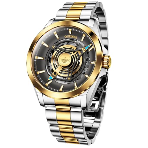 Image of OUPINKE Watch for Men Skeleton Self Winding Mechanical Automatic Luxury Dress Black Wrist Watch Waterproof Luminous Tungsten Sapphire Crystal