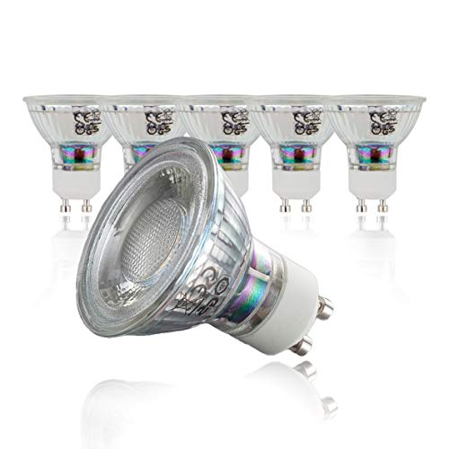 B.K. Licht lot de 5 ampoules 5W LED GU10, 400 Lumen par ampoule, lumière blanche chaude de 3000 Kelvin, équivaut ampoule halogène 50W, 230V, faisceau lumineux 36u00b0, forme réflecteur, Ø 60mm
