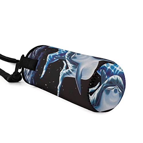 COEQINE Water Bottle Carrier Bag Holder Pouch Neoprene Insulated with Cute Sea Dolphin Pattern for Adult Kids Adjustable Shoulder Strap,for Hiking Travel Outdoor,for Stainless Steel and Plastic Bottle - Image 3
