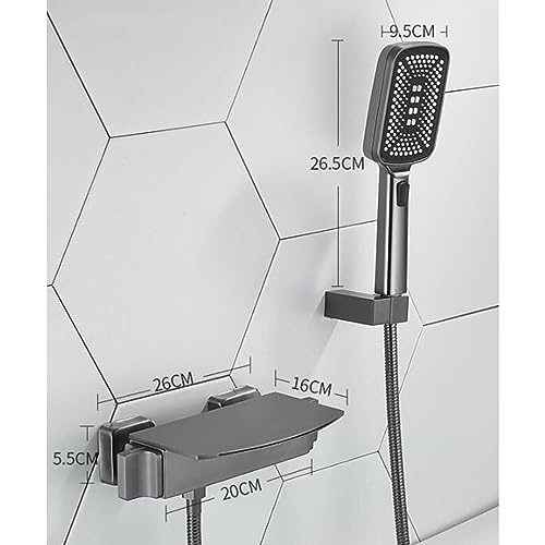 Robinet de bain cascade multifonction en laiton chrome avec douchette mitigeur mural - 4