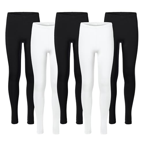 Legging long sport fille élastique : le lot de 5 pantalons de yoga anti-irritation MS10-130