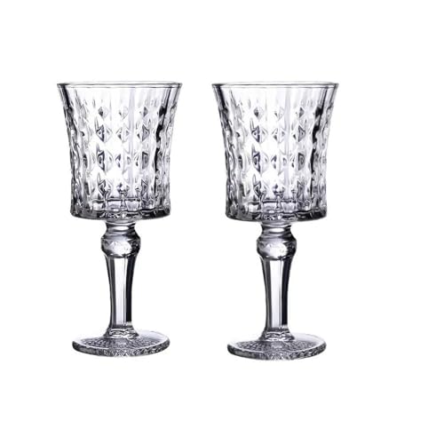 Image of Forestamart Red Wine Glasses Set with Checkered Pattern (170ml) || Ideal for Christmas, New Year, Birthday, Thanksgiving || Embossed Goblet Glasses, for Red & White Wine Home Bar Party (6)