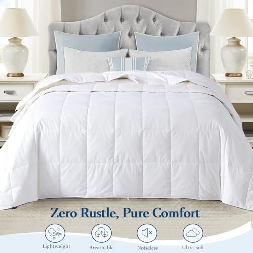 Image of Globon Down Blanket Twin Size, Extra Lightweight Summer Comforter /Duvet Insert for Hot Sleepers, Noiseless & Extra Soft, 7.7 Ounce Fill Weight, White