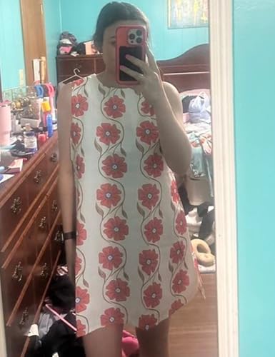 Image of Womens Summer Floral Print Mini Dress Romantic Sleeveless Shift Short Dress Vacation Fairy Dresses