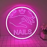 Britrio Nails Neon Sign Light Pink Nails Spa Beauty Salon Studio LED Wall Art Decor Sign for Busines