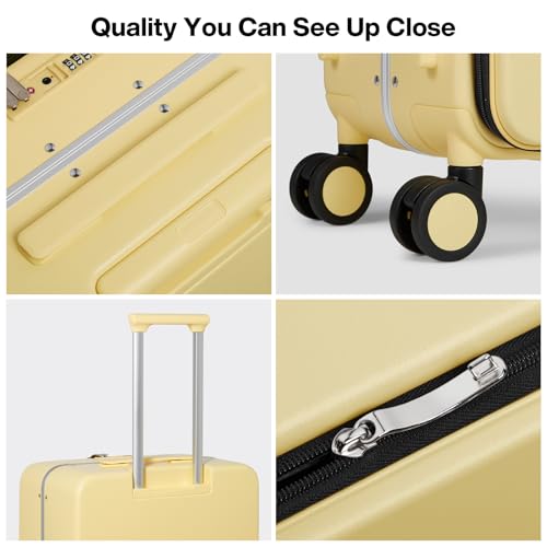 Image of mixi 26 Inch Large Checked Luggage PC Hard Shell Suitcase Top Opening Aluminum Frame Travel Suitcases with Wheels, Lark Yellow