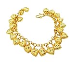 Lovely Heart Hanging Bracelet 22k 23k 24k Thai Baht Gold Plated Bangle 7 Inch Jewelry for Her