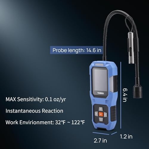 Image of TURBRO Refrigerant Leak Detector with Alarms, Halogen Freon Sniffer with Heated Diode Sensor, Detects CFCs HCFCs HFCs HCs HFOs, for Home and Automotive AC Systems, FLA-BDT20 | Heated Diode Sensor, Detects CFCs /HCFCs /HFCs, With Alarms, For HVAC