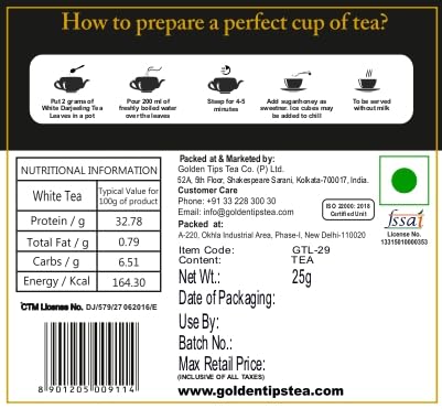 Golden Tips White Exotica Tea Loose Leaves Tin can (25 Gram, 12 cups) - Image 2 thumbnail