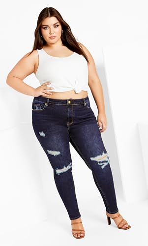 City Chic Women's Apparel Women's Asha JoJo Distressed Detail Crop Jean3