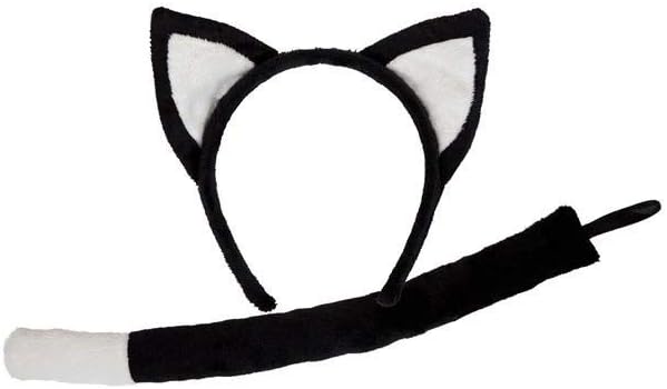 Wicked Costumes Kids Black & White Cat Ears & Tail Fancy Dress Accessory
