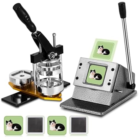 Saladulce Fridge Magnet Maker Kit 2x2 Square Button Magnets Maker Machines DIY Photo Magnet Making Machine with Square Paper Cutter &110 Sets of Magnets Making Supplies Cover