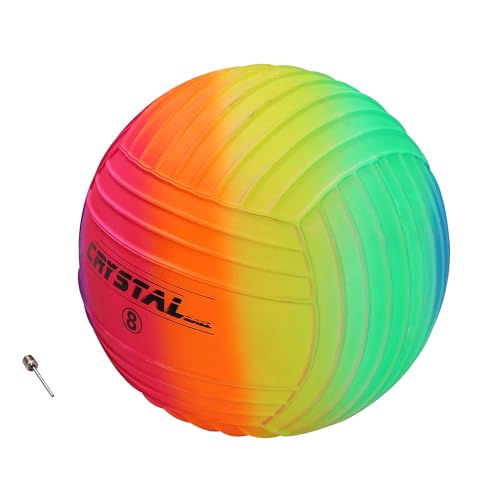 Image of Inflatable Vinyl Ball for Pool, Beach & Garden| Perfect for Outdoor & Indoor Play| PVC Ball for Kids with 2 Inflating Pins|Size : 22cm (9 Inches) | Rainbow