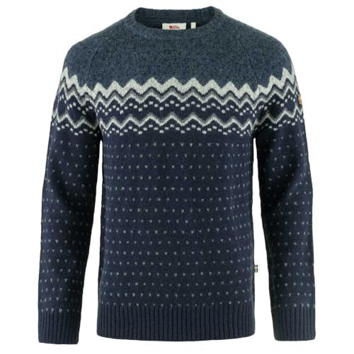 Fjllrven Men's Blue Classic Fitted Knit Wool Sweater Pullover with Round Neck and Long Sleeves3