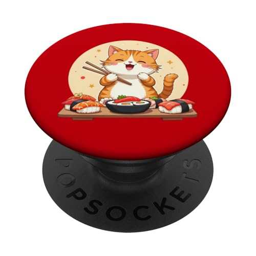 Cat Sushi Giapponese Kawaii Sushi Amante dei Gatti PopSockets PopGrip Adesivo