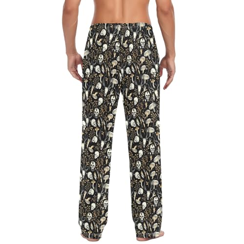 Mens Cotton Pajama Pants Sleep Lounge Pj Bottoms Sleepwear with Pockets Drawstring S Animal Skulls3
