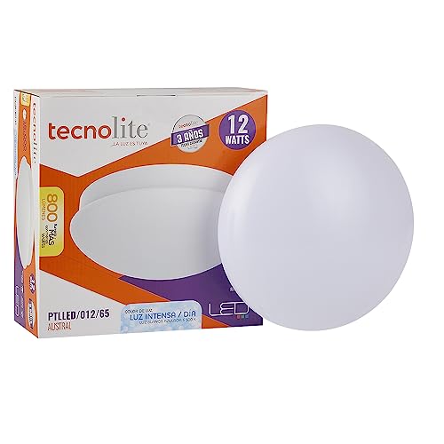 Listado de Plafones para focos , listamos los 10 mejores. 50 Tecnolite Lámpara LED de Sobreponer, Interior, Blanco Luz Blanca PTLLED/012/65