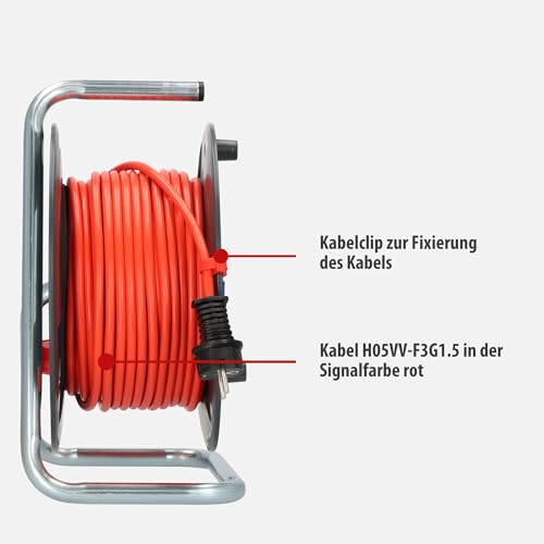 Brennenstuhl Kabeltrommel (Outdoor-Kabeltrommel mit 40m Kabel in rot, aus Spezialkunststoff, für die vorübergehende und zeitlich begrenzte Verwendung im Freien, IP44, Made in Germany)