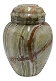 Ellyptical Decorative Marble Urn– Hand Carved, Polished Cremation Urns for Ashes w/Lid, Poly Bag & Twist Tie -Marble Urns for Human Ashes & Pet Ashes (Keepsake or Pet)
