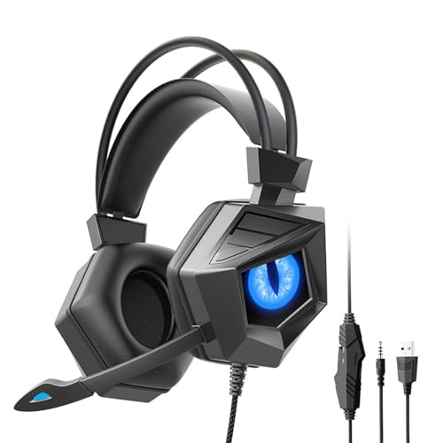 Image of Pongnas Wired Gaming Headset with Clear Stereo Sound Ergonomic Over Ear Design Noise Cancelling Mic for PC Blue
