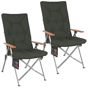 Homecall Campingstuhl Faltbar 150kg Belastbar Hochlehner Luxus Klappstuhl Camping Stuhl mit 4 Positionen Verstellbar mit 4, 5cm Dicke Gepolstert Angelstuhl für Garten Balkon Wohnmobil (2, Dunkelgrau)
