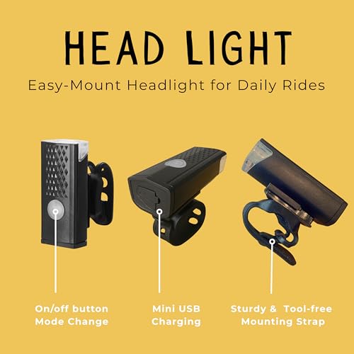 image for VivBike Rechargeable Bicycle Lights Set for Daily Use, LED Front Light