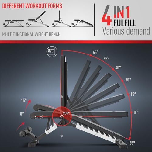 JOROTO MD60 Verstellbare Hantelbank Klappbare Trainingsbank Schrägbank mit 1,5 mm verdickter Stahl für Zuhause – Bild 6
