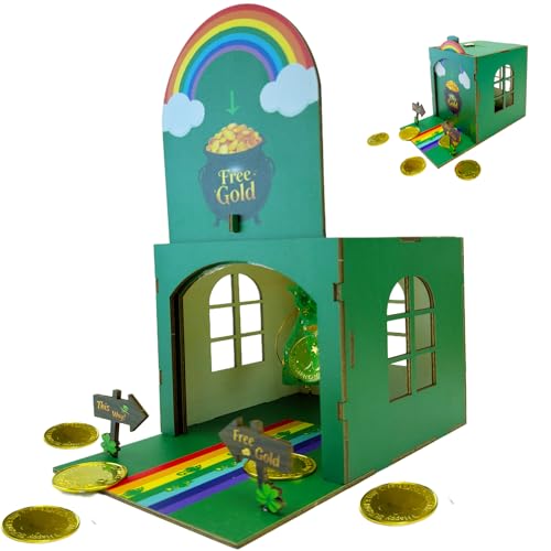 St Patricks Day Leprechaun Trap Kit For Kids Wood DIY Catch A Leprechaun Kit Saint Patricks Day Leprechaun Trap Supplies Art & Craft Kit For Leprechaun Trap St Patricks Day Kids Gifts (Green)