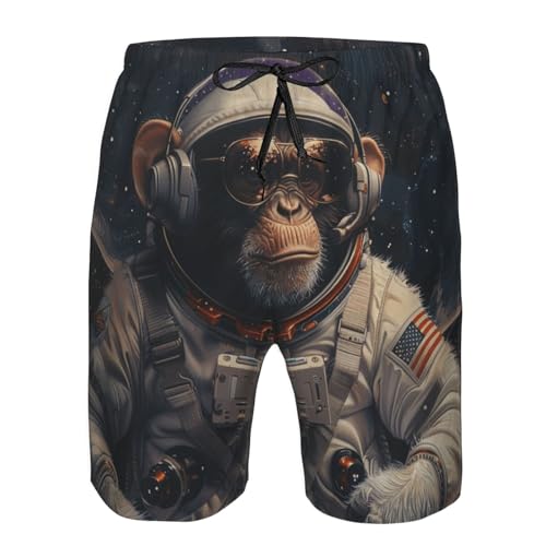 Men's Quick Dry Swim Shorts Monkey Astronaut Stars Fantasy Galaxy Style Beach Trunks with Pockets3