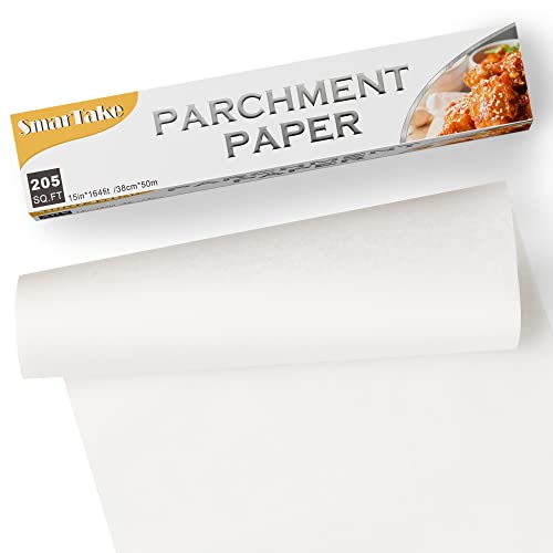 Smartake Parchment Paper, 15 In X 164 Ft (205 Sq. Ft) Non-Stick Baking Parchment Roll, Baking Pan Liner For Kitchen, Air Fryer, Steamer, Cooking Bread, Cookies And More, White #TOP3