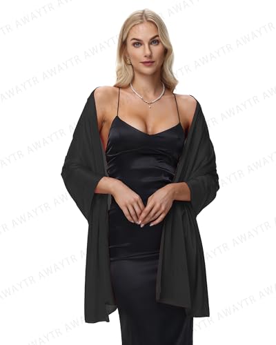AWAYTR Silky Sheer Shawls and Wraps for Women Evening Dresses Soft Silky Wraps Wedding Bridal Scarf2