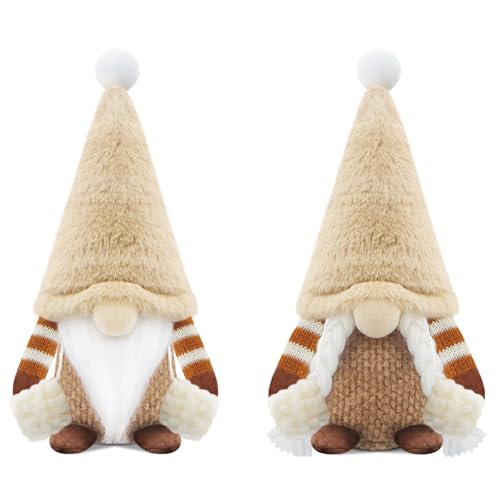 Gehydy-Set-of-2-Christmas-Gnomes-Decorations-Handmade-Glove-Gnome-Plush-Stuffed-Xmas-Decor-for-Home-Kitchen-Farmhouse-Tiered-Tray-Brown Gehydy Set of 2 Christmas Gnomes Decorations Handmade Glove Gnome Plush Stuffed Xmas Decor for Home Kitchen Farmhouse Tiered Tray Brown