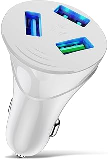Accendisigari per auto Adaptador de carga rpida del cargador del telfono mvil de la tableta del cargador del coche de 35W 3 puertos USB en el coche Caricabatteria per auto Color White Accendisigari per auto Adaptador de carga rpida del cargador del telfono mvil de la tableta del cargador del coche de 35W 3 puertos USB en el coche Caricabatteria per auto Color White