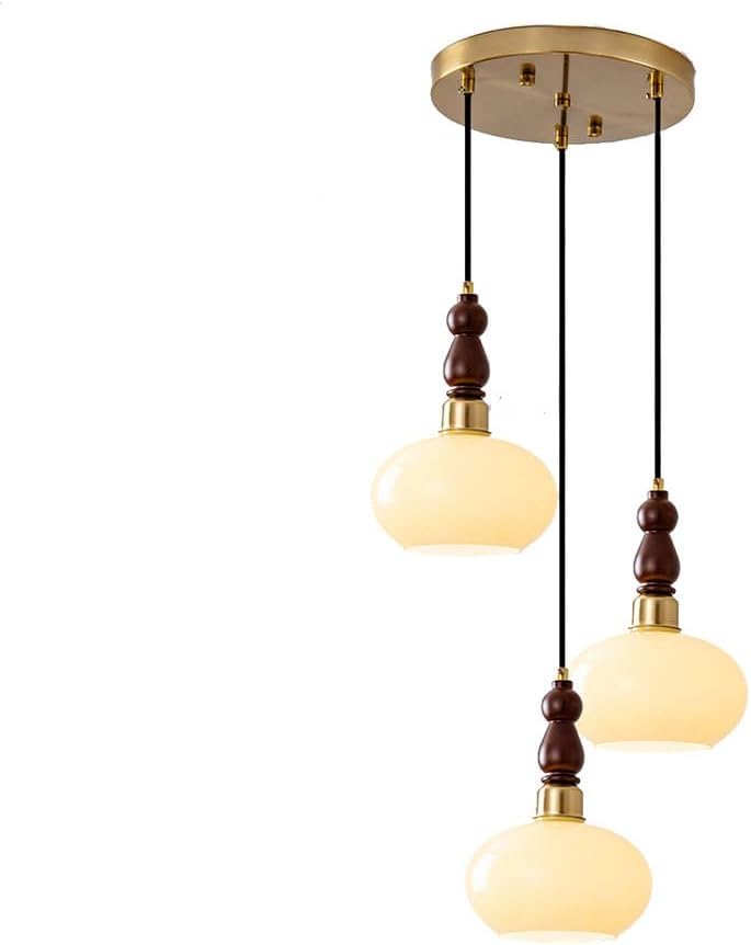 Suspension cuisine vintage E27 : solution d'éclairage tamisé en verre beige pour chambre