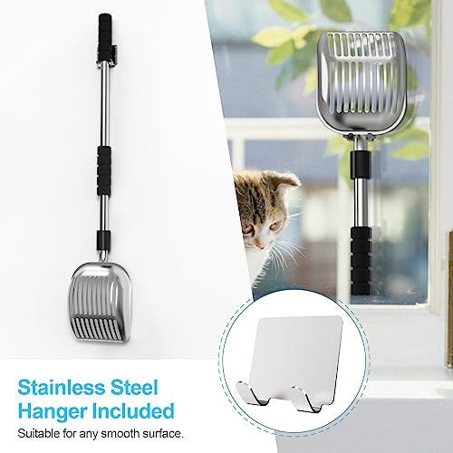 Image of Depets Cat Litter Scoop, Metal Litter Scooper with Deep Shovel, Detachable Long Handle Cat Litter Sifter with Holder, Large Durable Cat Litter Shovel with Foam Pad Grip for Easy Sifting (Pack of 2)