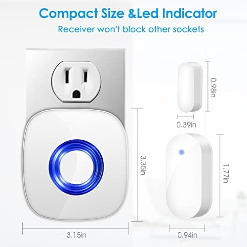 Wireless Door Alarm Sensor,Window Sensor Chime, 500ft Range, 58 Chimes, 5 Volume Levels, Door Open Alert for Shop, Anti-theft for Home/Garage/Office/Warehouse, Window Security for Kids