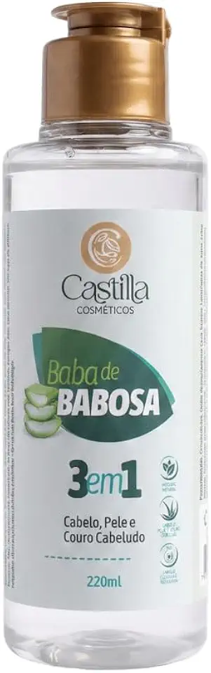 Baba de Babosa Castilla Cosméticos 3 em 1 Cabelo Pele Couro Cabeludo 220mL Natural Hidratante Gel