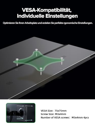 UPERFECT Portable Monitor Touchscreen 15.6 125% sRGB Tragbarer Monitor Matt FHD 2000:1 Kontrastverhältnis Multifunktionale Ledertasche & Kompatibel VESA, Dual USB C für Laptop/Phone/Spielkonsole