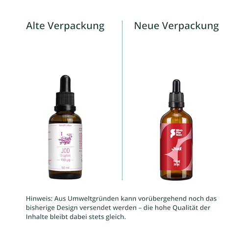Jod Tropfen 150 µg | 50 ml | 1100 Tropfen | alkoholfrei und vegan | hoch dosiert | Made in Germany