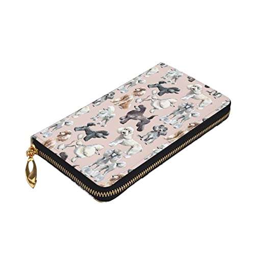 Portefeuille en cuir pour femme à motif caniche : le grand porte-cartes des sorties urbaines