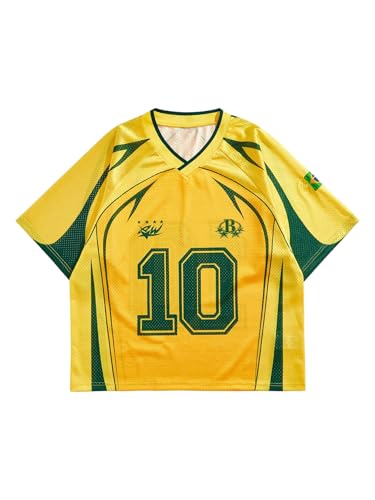 GORGLITTER Men's Brazil Jersey Shirt Spain Soccer Football Boxy Crop Tops
