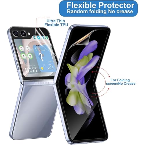 Image of CaseCandy Silicone - (4 in 1) Screen Protector Guard for Samsung Z Flip 5 | Screen Guard Protector (Back Panel + Back Screen Display + Inner Display + Hinge) for Samsung Flip 5 - HD /Bubble Free Application