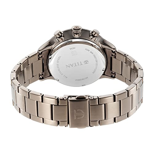 Titan Mens Analog Brown Dial Brown Band Stainless Steel Watch - Image 4