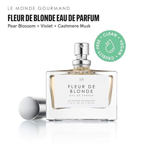Image of Le Monde Gourmand Fleur de Blonde Eau de Parfum Spray Perfume for Women, Pear Blossom, Ambrette & Cashmere Musk Soft Floral Scent, Vegan & Cruelty Free, 1 fl oz (30 ml)