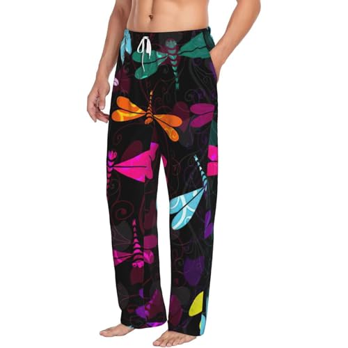 Pantalon de pyjama imprimé libellule en polaire douce décontracté - 2