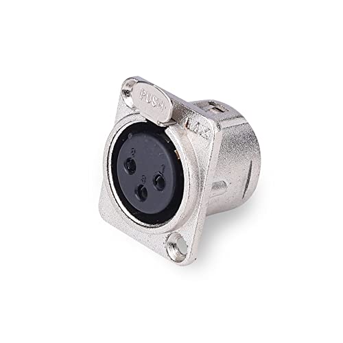 Image of MX 3 Pin XLR Microphone Connector pin Pure Copper Nickel Plated Pins1 for High Conductivity microphone (3-Pin XLR Female Panel, Pack of 4, Female Connector)