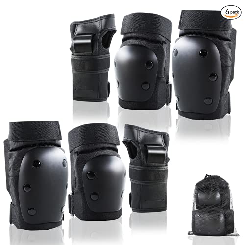 Knee Pads, Protective Knee Pads For Women Adults/Young, Skating Protective Gear Knee Pad Elbow Pad Wrist Pad Set, Sports Protective Equipment With Skateboard, Roller Skating, Bicycle, Scooter L