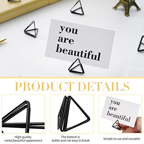 Image of Epakh 200 Pcs Place Card Holder for Table Card Holders for Wedding Triangle Shape Table Number Picture Clips Stand for Centerpiece Anniversary Party (Black)