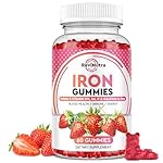 Iron Gummies - with Calcium, Zinc, Folate & Vitamin B12, C,B6 for Adults & Kids - Blood Builder & Energy Support for Iron Deficiency, Anemia, Vegan - 60 Gummies